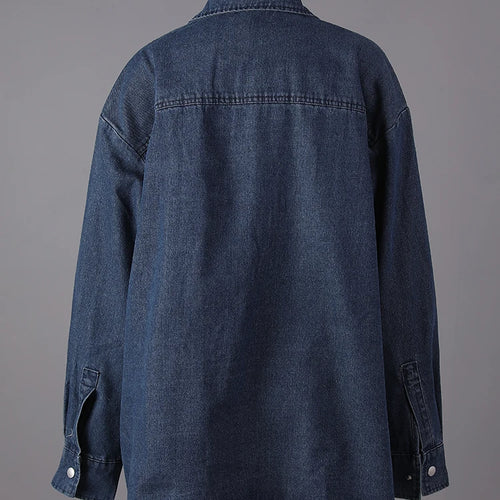 Load image into Gallery viewer, Blue Pockets Denim Big Size Casual Jacket New Lapel Long Sleeve Women Coat Fashion Tide Spring Autumn 2025 12C2135

