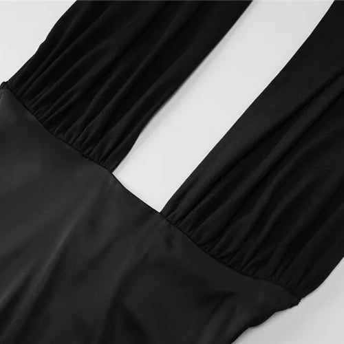 Load image into Gallery viewer, Halter Backless Sexy Maxi Dress For Women Black Satin Hollow Out Sleeveless Strapless Bodycon Club Long Dress Elegant
