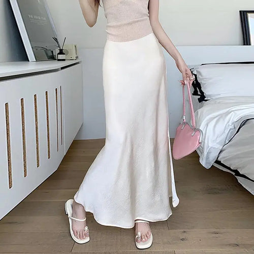 Load image into Gallery viewer, Korean Fashion Women's Elegant Sexy Slim Split Long Skirt Spring Summer High Waist Half Fishtail Skirts Popular 2025 Casual Chic
