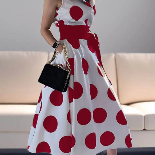 Load image into Gallery viewer, Summer Ladies Polka Dots Elegant Dress Daily X-Line Fit &amp; Flare Shirt Dress for Women Party Evening Prom Dresses
