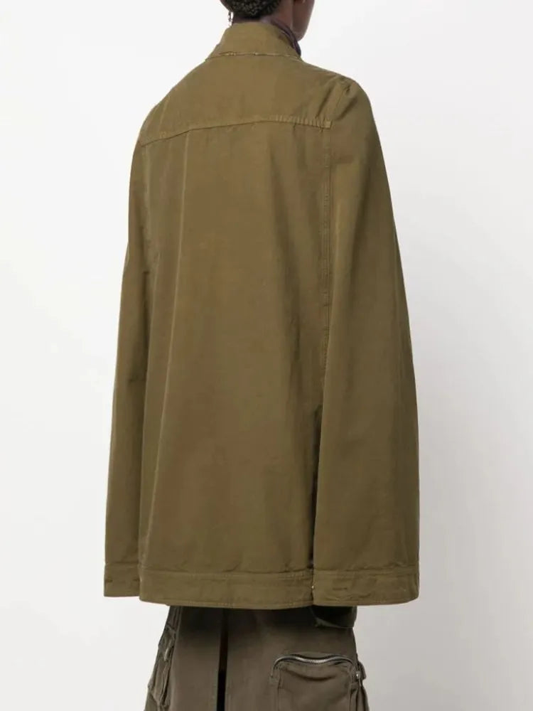 Solid Patchwork Pockets Casual Loose Denim Coats For Women Lapel Cloak Sleeve Spliced Single Breasted Streetwear Coat Female
