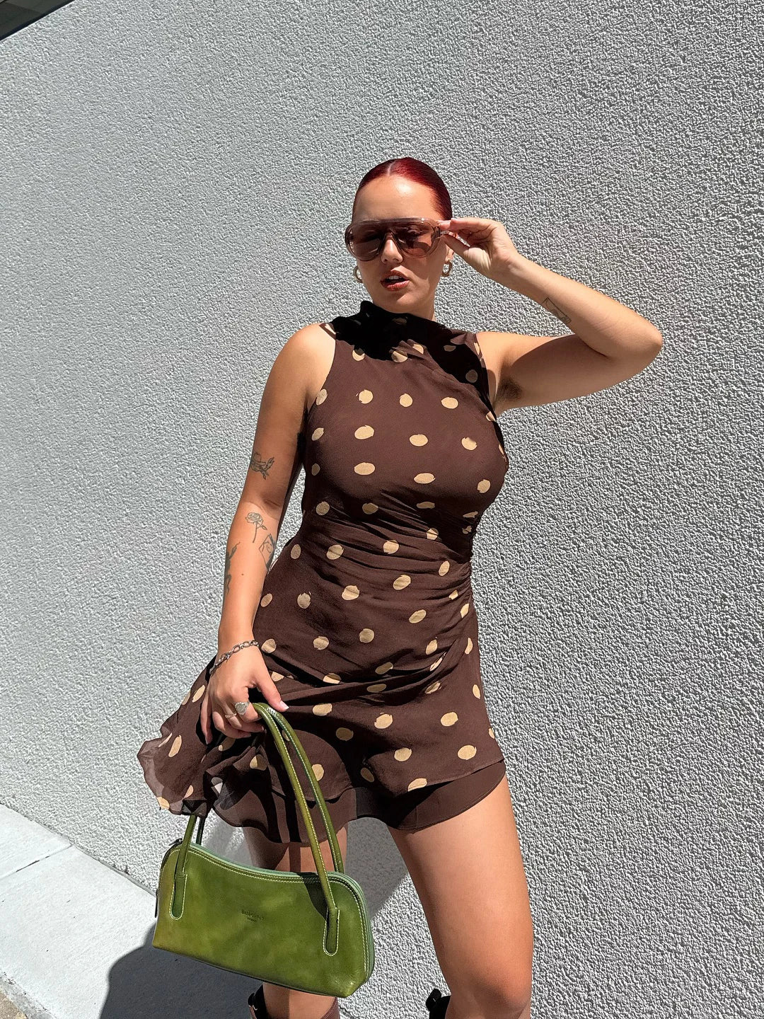 Fashion Sleeveless Mesh Patchwork Polka Dot Double-layer Dress For Women's Summer New 2025 Streetwear Holiday Beachwear