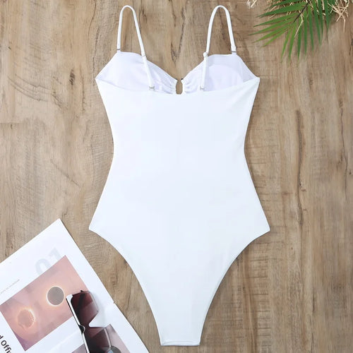 Load image into Gallery viewer, Cut Out Halter One Piece Swimsuit 2024 Swimwear for Women Sexy Hollow Out Bathing Suit Thong Monokini Beachwear
