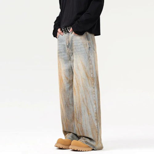 Load image into Gallery viewer, Stylish Men's Jeans American Distressed Baggy Straight Wide Leg Design Tie-dyed Personalized Male Trousers 2025 9W1561
