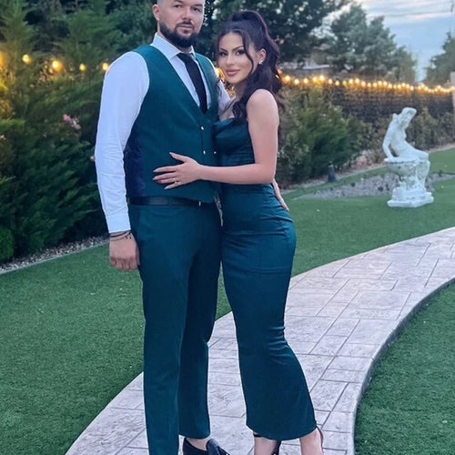 Load image into Gallery viewer, Wedding Guest Dress Women 2023 Bodycon Satin Maxi Dress Long Spaghetti Strap Sexy Prom Evening Party Dresses with Glove Purple
