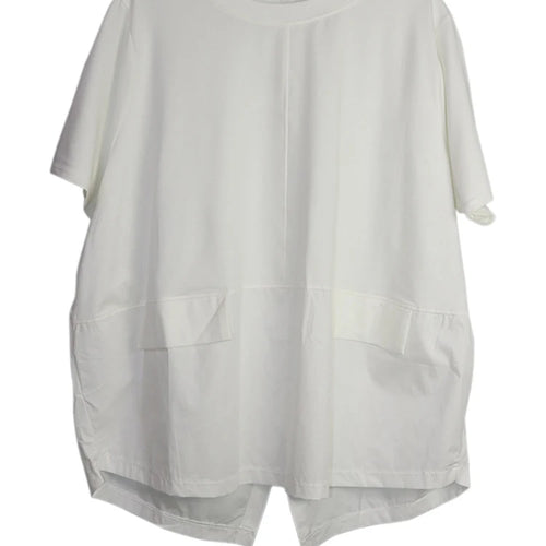 Load image into Gallery viewer, Women Black Irregular Spliced Big Size Casual T-shirt New Round Neck Short Sleeve Fashion Tide Spring Summer 2025 1DJ0488
