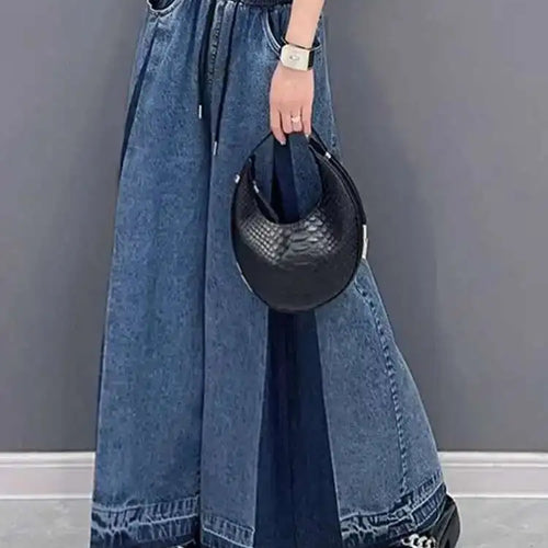 Load image into Gallery viewer, High Waist Blue Denim Pleated Long Wide Leg Jeans New Loose Women Trousers Fashion Tide Spring Autumn 2025 1DH0520
