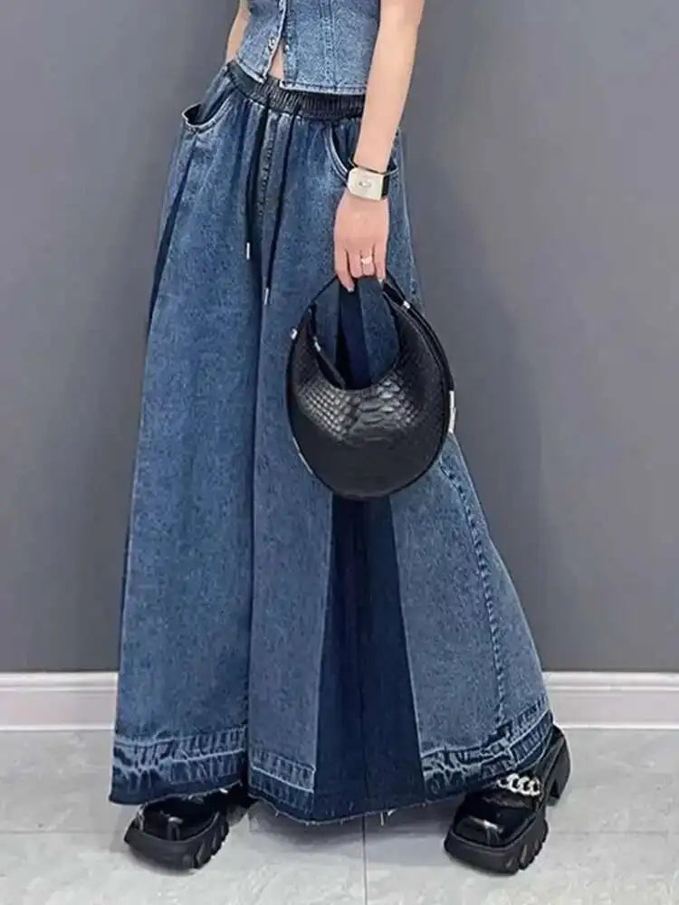High Waist Blue Denim Pleated Long Wide Leg Jeans New Loose Women Trousers Fashion Tide Spring Autumn 2025 1DH0520