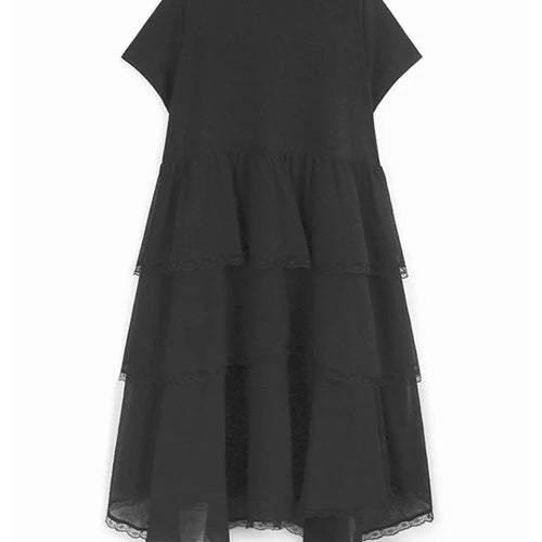 Load image into Gallery viewer, Women Black Flower Pearl Big Size Elegant Lace Midi Dress New V-Neck Short Sleeve Fashion Tide Spring Summer 2025 1DJ1419
