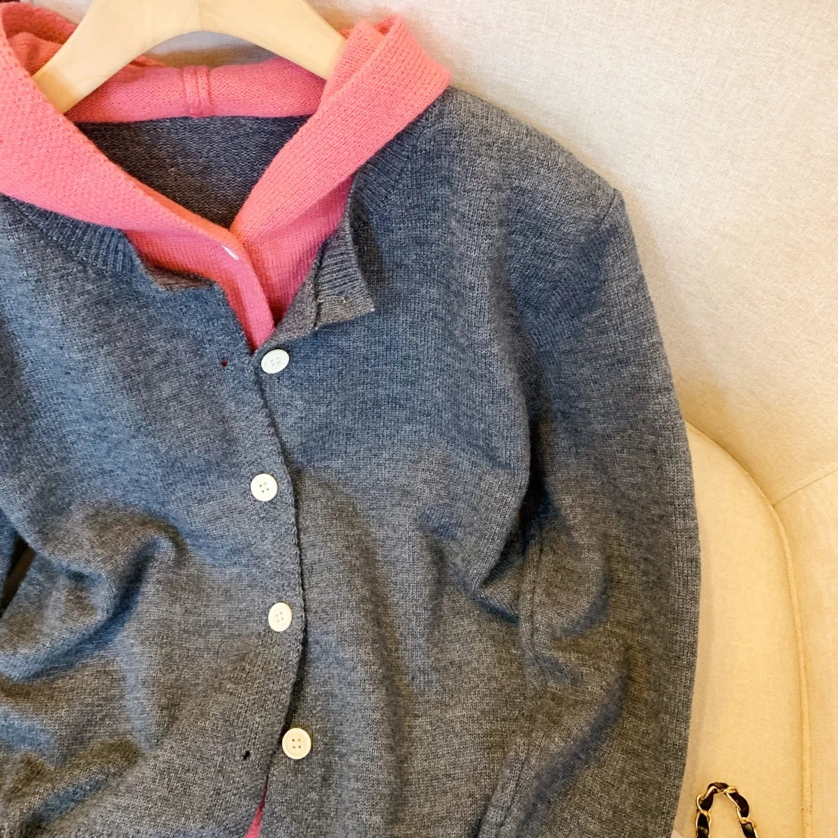 Korean Style Women's Patchwork Elegant Long Sleeve Knitted Tops Autumn Winter Vintage Single Breasted Hooded Sweater 2024 Trendy