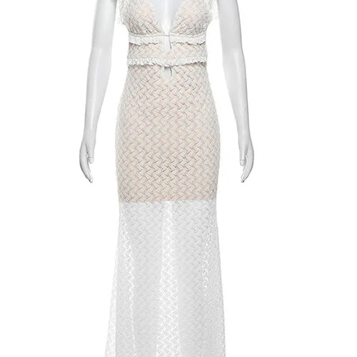 Load image into Gallery viewer, Elegant Sleeveless Lace Up Hollow Out Bodycon Women Dress 2024 Fall New V-neck Backless Party Evening Dress Slim Vestido
