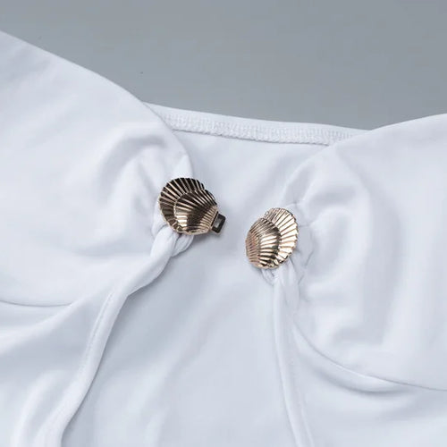 Load image into Gallery viewer, Metal Button Strapless Backless Long Dress Women Fashion Hollow Out Off-shoulder Sleeveless Bodycon Party Midi Dress
