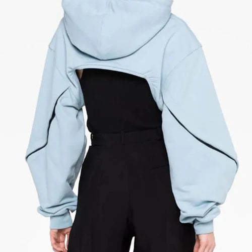 Load image into Gallery viewer, Solid Casual Open Sleeves Designer Sweatshirts For Women Hooded Long Sleeve Streetwear Sweatshirt Female Fashion
