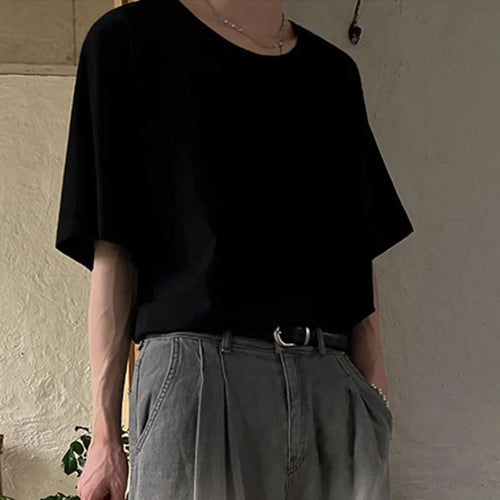 Load image into Gallery viewer, Men's T-shirts Round Neck Style Short Sleeve Clothing New Summer Solid Color Trendy Korean Pullover Simple Top 9W1615
