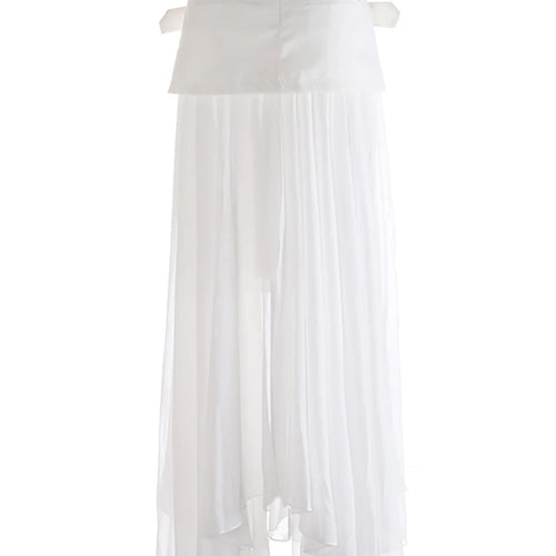 Load image into Gallery viewer, High Waist Black Buckle Cross Mesh Spliced A-line Half-body Skirt Women Fashion Tide New Spring Autumn 2025 1DJ1261
