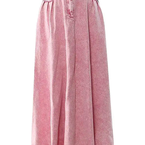 Load image into Gallery viewer, High Waist Rose Red Denim Hem Burr Pocket Long Casual Half-body Skirt Women Fashion Tide New Spring Autumn 2025 1DF9443

