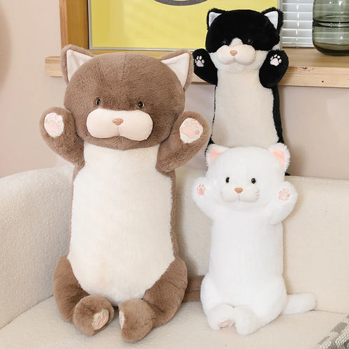 Load image into Gallery viewer, Cute Plush Choc Cat Long Pillow Plush Toy Stuffed Soft Fluffy Cat Sleeping Pillow Sofa Cushion Nice Doll Toys for Girls Kid Gift
