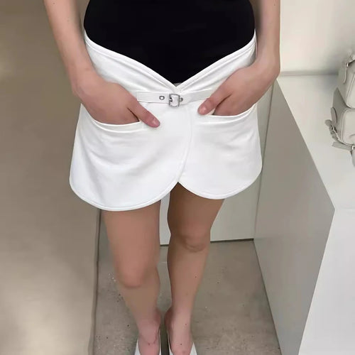 Load image into Gallery viewer, Solid Spliced Belt Slimming Skirts For Women High Waist Temperament Minimalist Mini Skirts Female Fashion Style New
