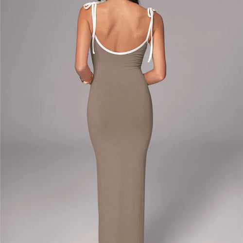 Load image into Gallery viewer, Spaghetti Strap Lace-up Sexy Maxi Dress For Women Gown Fashion Sleeveless Backless Bodycon Evening Sexy Long Dress
