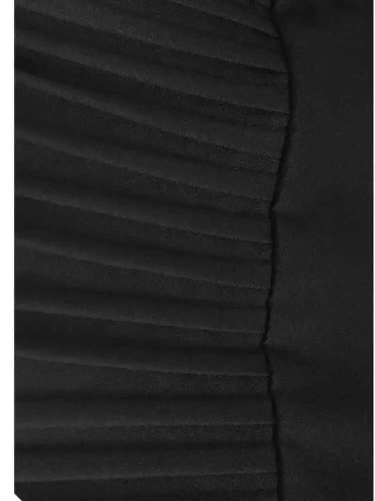 Women Black Pleated Hem Elegant Big Size Midi Vest Dress New V-Neck Sleeveless Fashion Tide Spring Autumn 2025 1DH9964