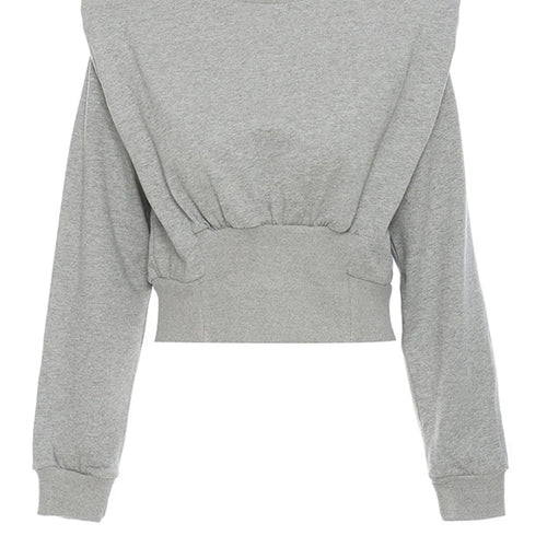 Load image into Gallery viewer, Loose Fit Gray Pleated Shaped Sweatshirt New Round Neck Long Sleeve Women Big Size Fashion Tide Spring Autumn 2025 1DF5202
