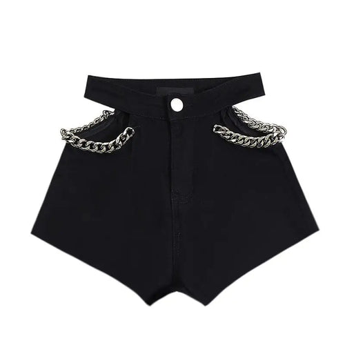 Load image into Gallery viewer, Bottoms Harajuku Black Y2k Shorts Women Sexy Hollow Out Summer Wide Leg Pants Streetwear Casual Pantalones Cortos De Mujer
