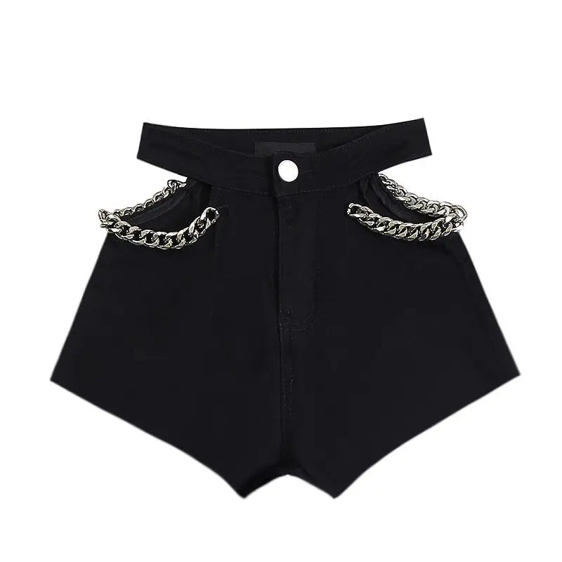 Bottoms Harajuku Black Y2k Shorts Women Sexy Hollow Out Summer Wide Leg Pants Streetwear Casual Pantalones Cortos De Mujer