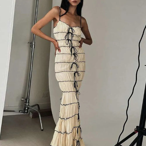 Load image into Gallery viewer, Elegant Spaghetti Strap Bodycon Women Dress 2024 Autumn Sexy Backless Pleated Party Club Evening Dress Waist Vestdos
