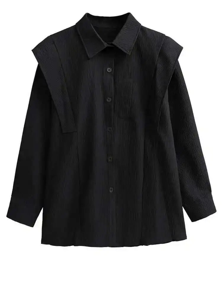 Women Purple Corduroy Shaped Big Size Elegant Blouse New Lapel Long Sleeve Shirt Fashion Tide Spring Autumn 2025 1DH4096