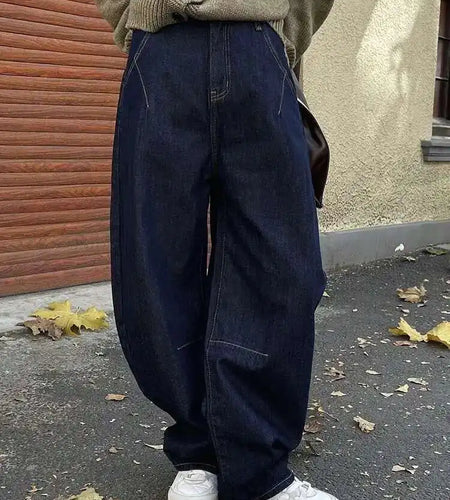 High Waist Dark Blue Denim Long Casual Wide Leg Jeans New Loose Women Trousers Fashion Tide Spring Autumn 2025 1DH1472