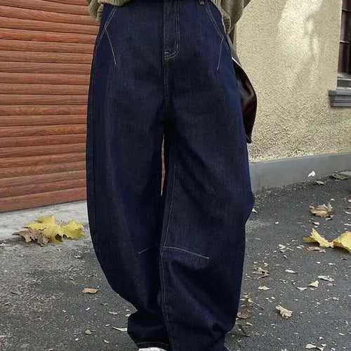 Load image into Gallery viewer, High Waist Dark Blue Denim Long Casual Wide Leg Jeans New Loose Women Trousers Fashion Tide Spring Autumn 2025 1DH1472
