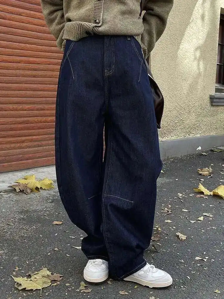 High Waist Dark Blue Denim Long Casual Wide Leg Jeans New Loose Women Trousers Fashion Tide Spring Autumn 2025 1DH1472