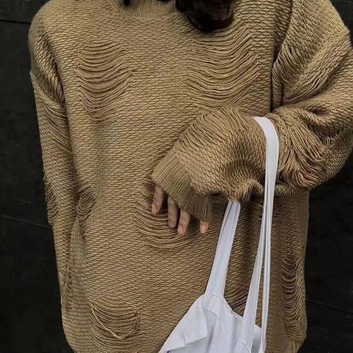 Load image into Gallery viewer, Solid Casual Loose Minimalist Knitted Sweaters For Women Round Neck Long Sleeve Pullover Temperament Sweater Female
