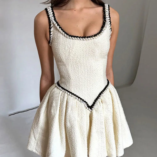 Load image into Gallery viewer, Sleeveless A-line Sexy Mini Dress For Women White Spaghetti Strap Sleeveless Backless Pleated Club Party Dress Clubwear
