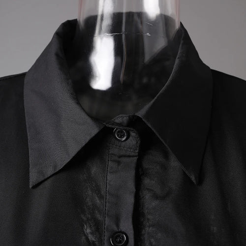 Load image into Gallery viewer, Women Black Layers Mesh Big Size Midi Vest Shirt Dress New Lapel Sleeveless Fashion Tide Spring Summer 2025 1DH9472
