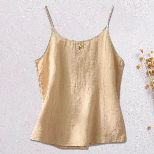 Load image into Gallery viewer, y2k Cami Tops Women Summer Clothes Floral Embroidery Spaghetti Strap Sleeveless Cotton Linen T Shirts 2000s Clothing
