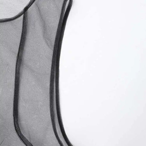 Load image into Gallery viewer, Women Black Irregular Ruffles Mesh Elegant Perspective Dress New Round Neck Sleeveless Fashion Spring Summer 2025 CPDB108
