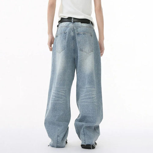 Load image into Gallery viewer, Men's Jeans Solid Color Design Personalized Pleated Casual Curved Knife Fashion Loose Washed Male Denim Pants Summer 9W1587
