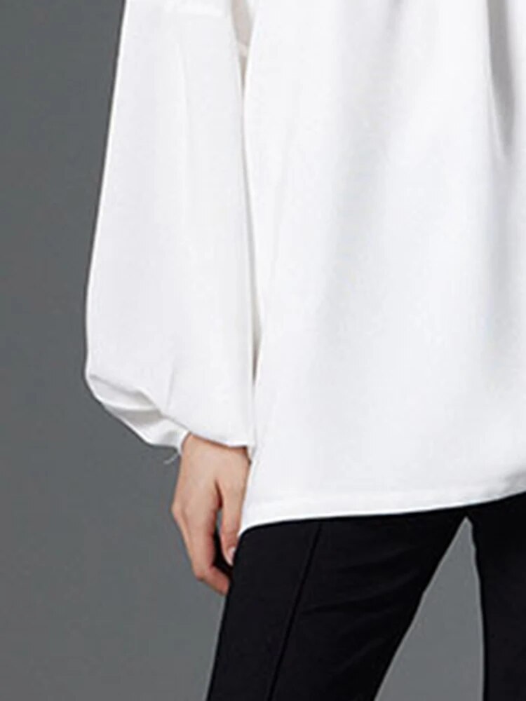 Off Shoulder Solid Causal Blouse For Women Round Neck Long Sleeve Design Loose Blouses Female Fashion Summer