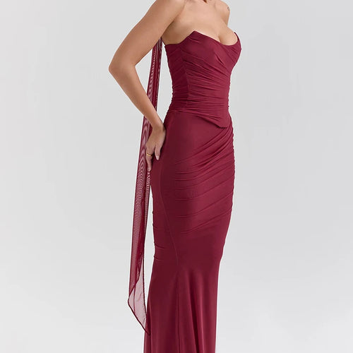 Load image into Gallery viewer, Sexy Two Pieces Sets For Women Strapless Off-shoulder Sleeveless Tops And Elegant High Waist Long Skirt Two Pieces Sets
