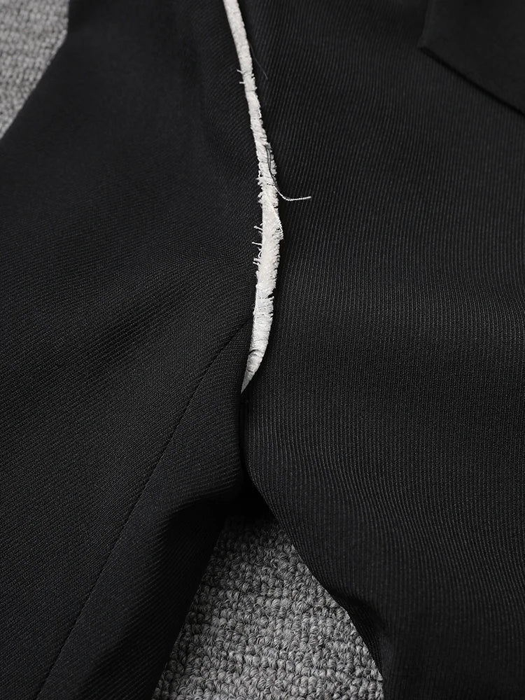 Women Black Color-block Burr Big Size Elegant Blazer New Lapel Long Sleeve Jacket Fashion Tide Spring Autumn 2025 1DH9734