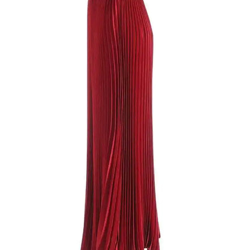 High Elastic Waist Red Brief Elegant Long Pleated Half-body Skirt Women Fashion Tide New Spring Autumn 2025 1DJ0169