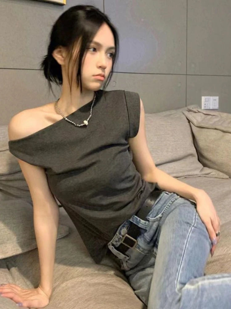 Y2k Fairy Sexy T-shirt Women Off Shoulder Design Crop Top Tee Shirts Femme Korean Fashion Ladies Tops Cute T-shirts Streetwear