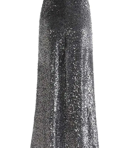 High Elastic Waist Gray Sequins Shining Elegant Long Half-body Skirt Women Fashion Tide New Spring Autumn 2025 1DH7488