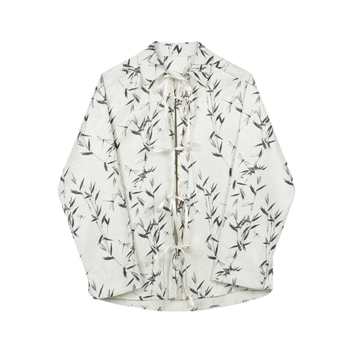 Load image into Gallery viewer, Male Shirts Ink Painting Lace-up Jacquard New Chinese Style Lapel Contrast Color Men&#39;s Long Sleeve Shirt 2025 Spring 9C4982
