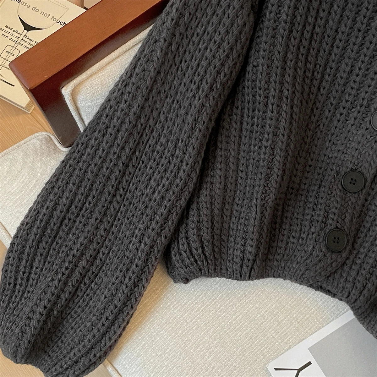 Autumn Winter Grey Single Breasted Long Sleeves Sweater Korean Fashion Women Holiday Cardigan Knitted Tops Casual Versatile Chic