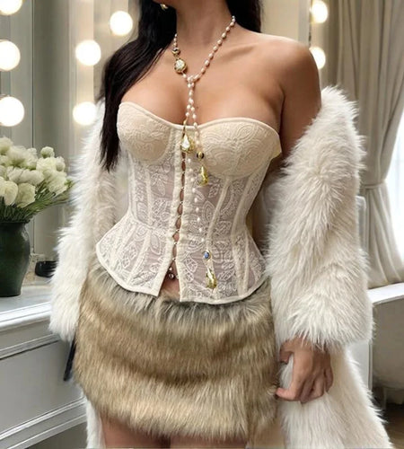 Sexy Tube Top Women Fashion Clothes Off Shoulder Strapless Fishbone Bustier Lace Bandeau Vest y2k Clothing Streetwear