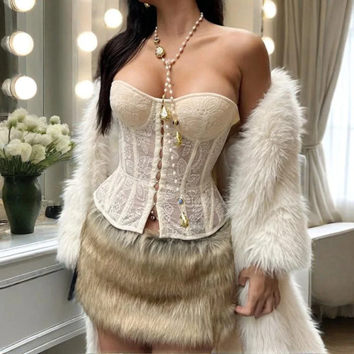Load image into Gallery viewer, Sexy Tube Top Women Fashion Clothes Off Shoulder Strapless Fishbone Bustier Lace Bandeau Vest y2k Clothing Streetwear
