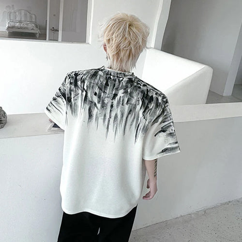 Load image into Gallery viewer, Men's T-shirts New Summer Round Neck Nail Bead Drawn Pattern Loose Male Short Sleeved Pullover Casual Menwear 9W1795
