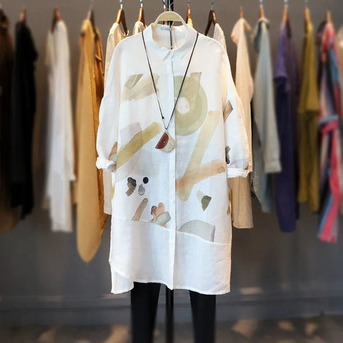 Load image into Gallery viewer, Summer Women Blouses Long Sleeve Top Print Casual Fashion Shirts Spring Clothes Female Loose Medium Long Uv Protective Blouse
